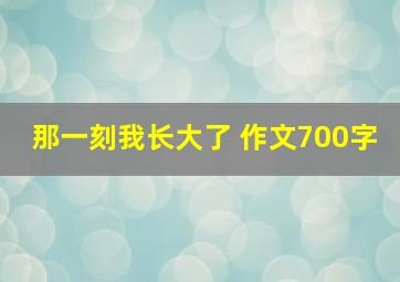 那一刻我长大了 作文700字